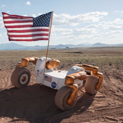 Centaur 2 rover with American flag